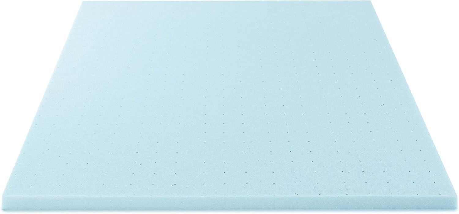 Best Price Mattress 2-inch Ventilated Gel Memory Foam Topper - Full, Dorm Essentials, Blue - Image 7
