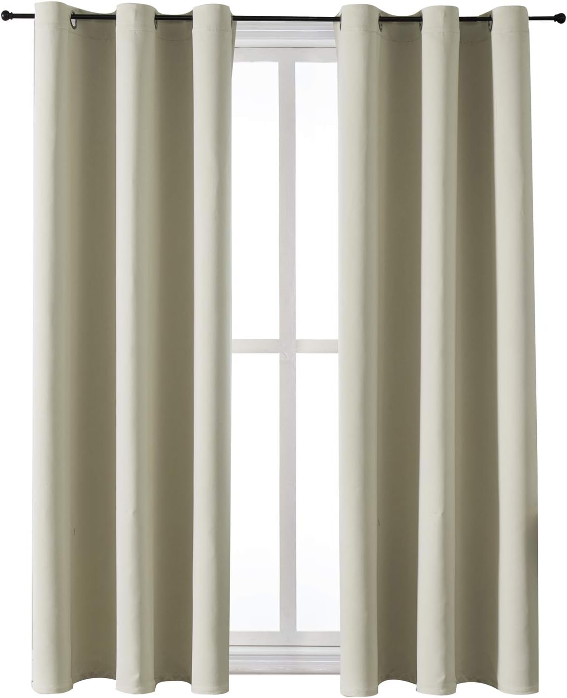 ChrisDowa Grommet Room Darkening Curtains for Bedroom and Living Room – 2 Panels Set Thermal Insulated Blackout Curtains (Beige, 42W x 63L)