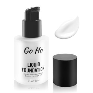 Go Ho White Liquid Foundation,Full Coverage White Foundation Color Corrector Demi Matte Finish for Goth Clown Vampire Skeleton Makeup,Daily,Cosplay,Halloween Makeup for Costume & Stage