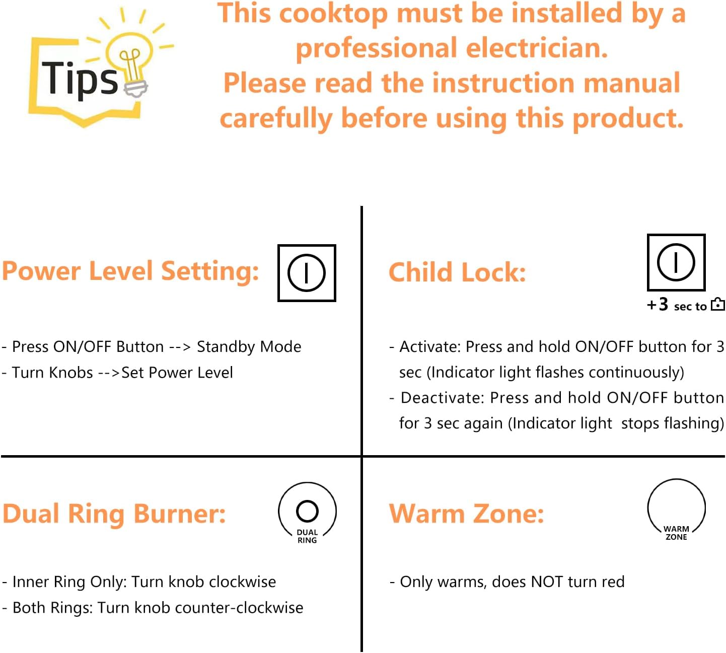 30 Inch Electric Cooktop 7300W Built-in Electric Stove Top 5 Burners 11 Power Levels,Knob Control,Keep Warm Function,Child Safety Lock,Hot Surface Indicator - Image 8