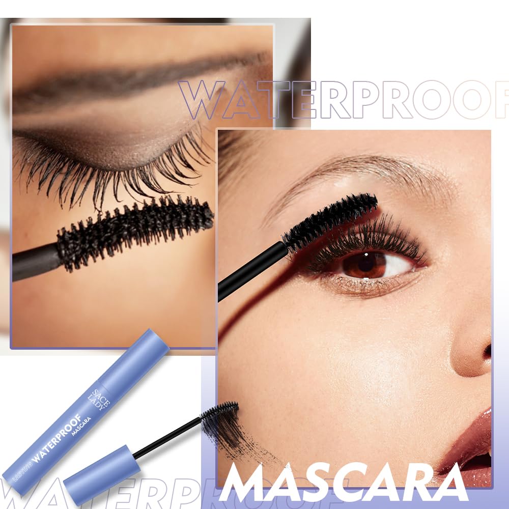 SACE LADY Black Mascara, Waterproof Volume Lengthening Eyelashes Mascara, Long Wearing Natural-Looking Smudge-Proof No Clumping Eye Makeup - Image 5