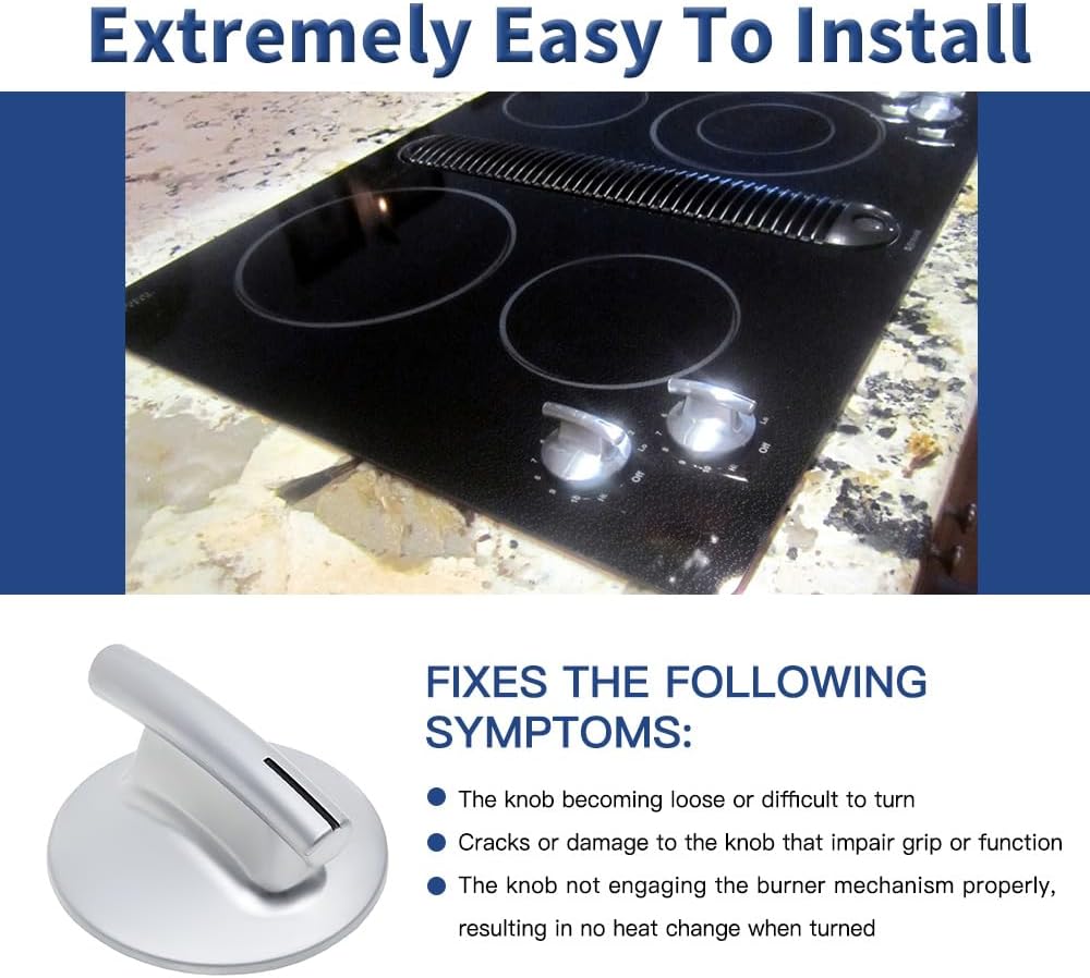 4Pcs WP74010839 Cooktop Burner Knob Replacement Part fit for Jenn-Air Stove/Range - Replaces 74010839, 7737P372-60, Not Universal - Image 6