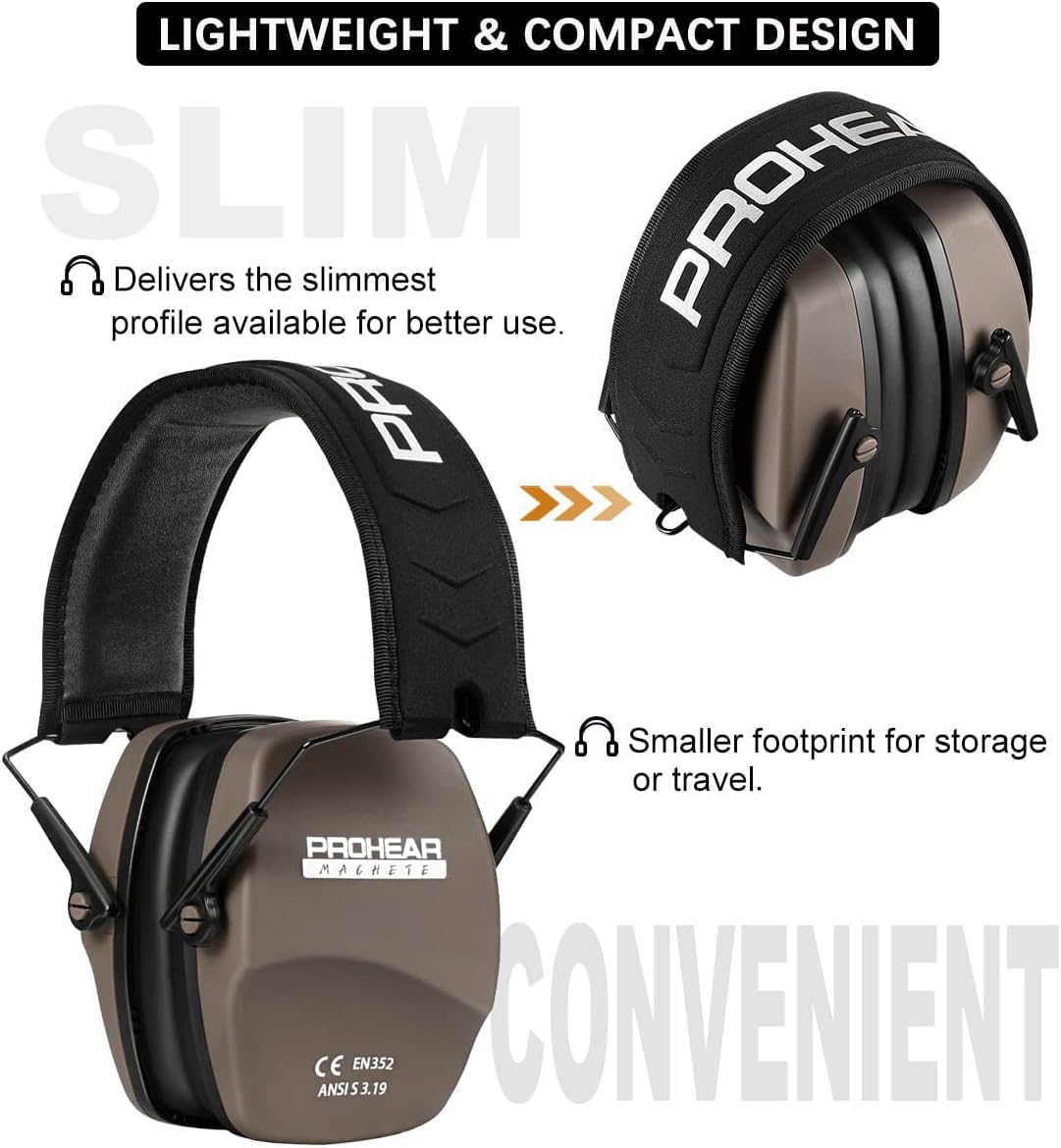 PROHEAR 016 Shooting Ear Protection Earmuffs 2 Pack, NRR 26dB for Gun Range, Hunting -Black and Brown - Image 5