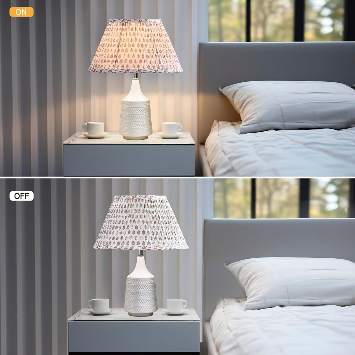 Lamp Shades for Table Lamps,Medium Lamp Shade 7" Top x 13" Bottom x 7.8" Slant Height,Barrel Replacement Lampshade(Spider Fitter), Modern Fabric Pleated Lampshades for Table Lamp 1 Pack(Brown Floral) - Image 6