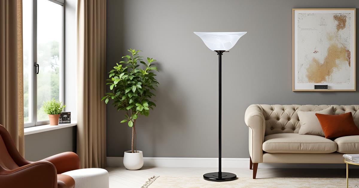 Aspen Creative 23140-11 Etched Alabaster Transitional Style Replacement Glass Shade for Medium Base Socket Torchiere Lamp, Swag Lamp and Pendant, 15-1/2" Diameter x 5-1/2" High, 1 Pack - Image 6