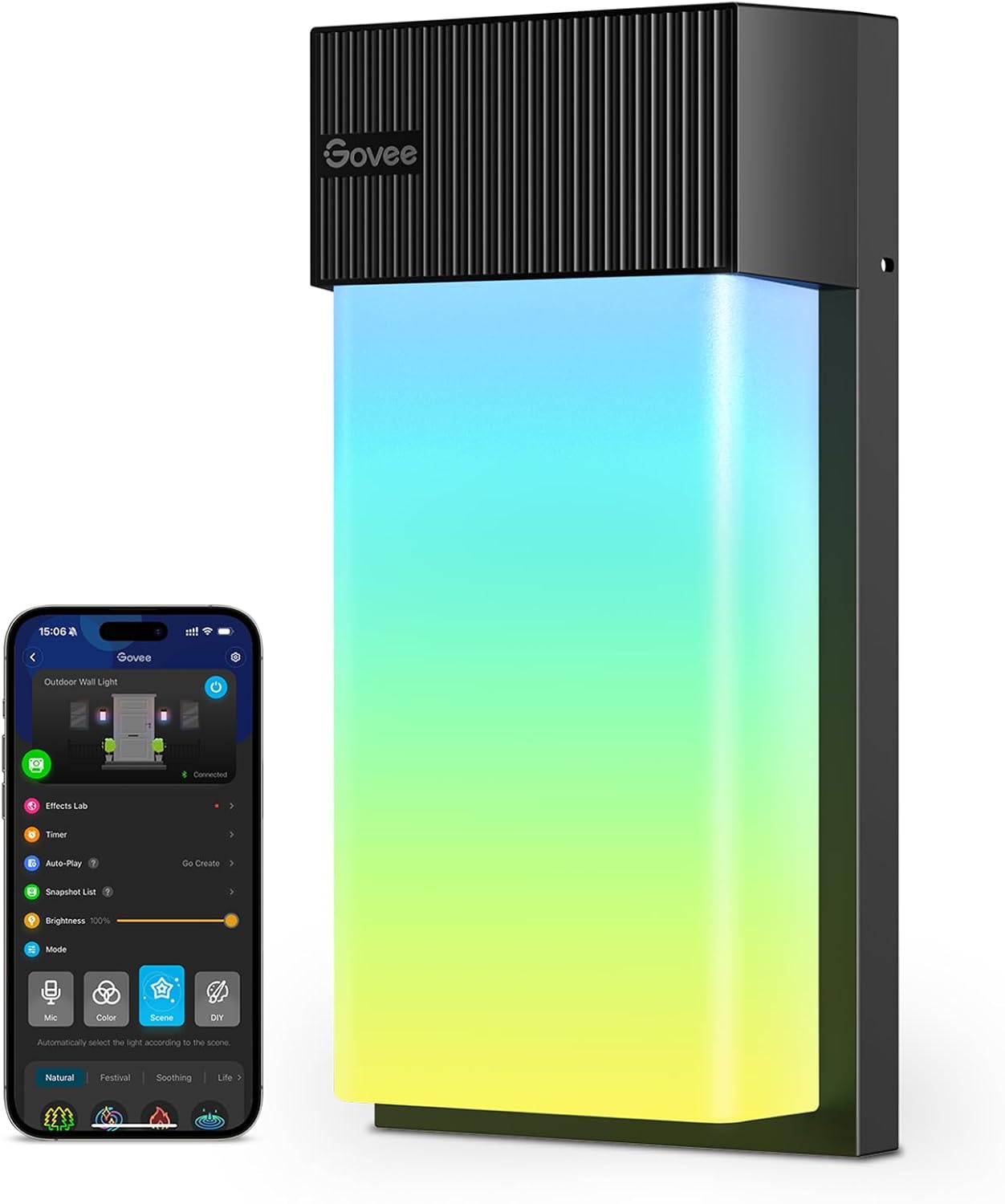 Govee Outdoor Wall Light, 1500LM Smart RGBIC Porch Lights Outdoor with 45 Scene Modes, IP65 Waterproof for Outdoor Decor, DIY, Wall Sconce Works with Alexa, Google Assistant and Matter, 1 Pack