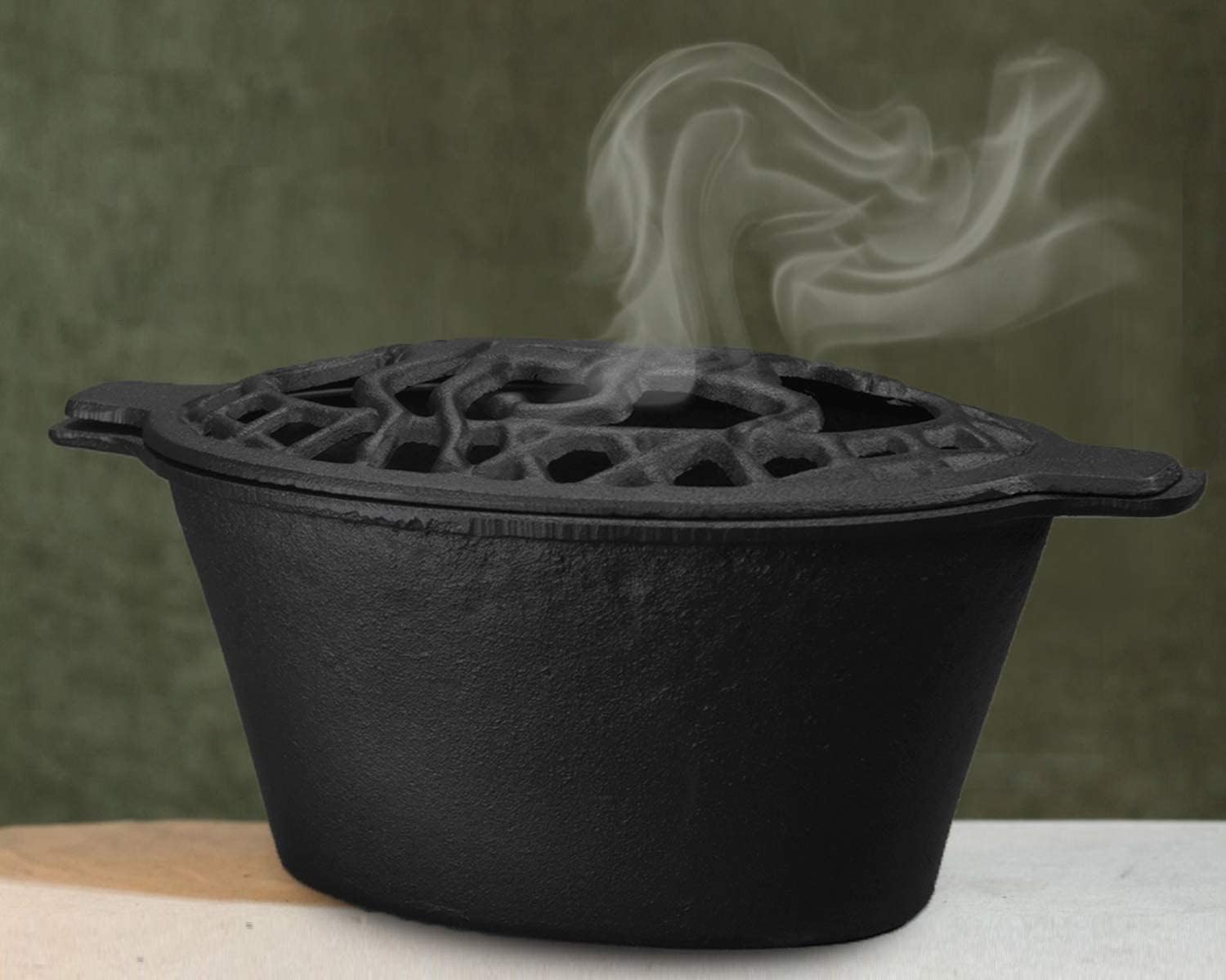 Fire Beauty Woodstove Steamer Stove Humidifier Cast Iron Lattice Top Rust Resistant 2.3 Quart Capacity (horse) - Image 9