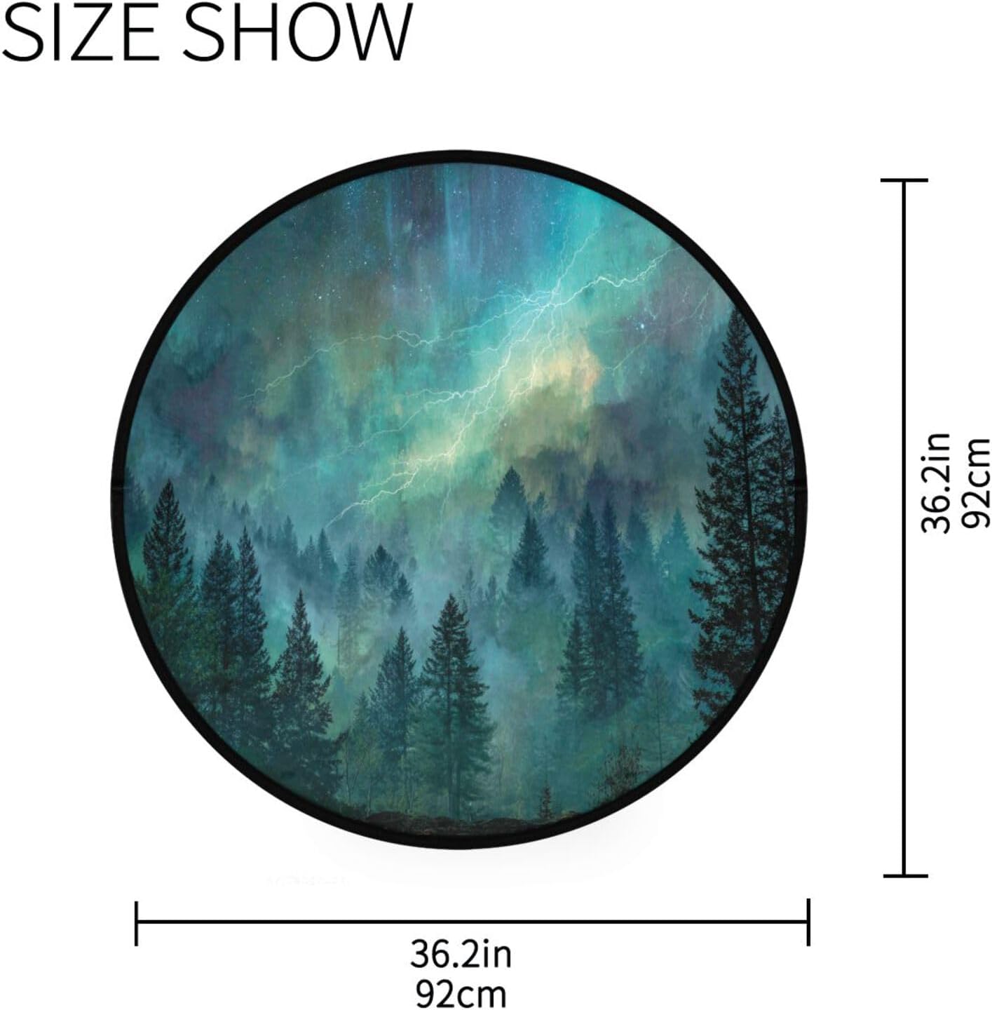 ALAZA Night Forest Round Floor Mat Non-Slip Absorbent Floor Mat for Living Room Bedroom Study Room,36.2 inch Diameter - Image 3
