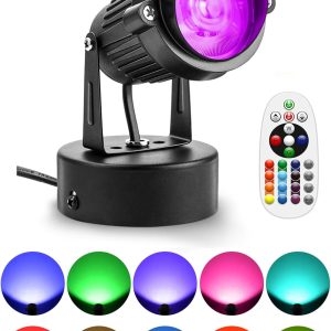 ZUCKEO 10W LED Spot Lights Indoor RGBW Color Changing Uplighting Indoor with Remote, 120V Christmas Spotlight Up Lights Plug in, Accent Landscape Lighting with Switch for House Halloween Decor(1Pack)