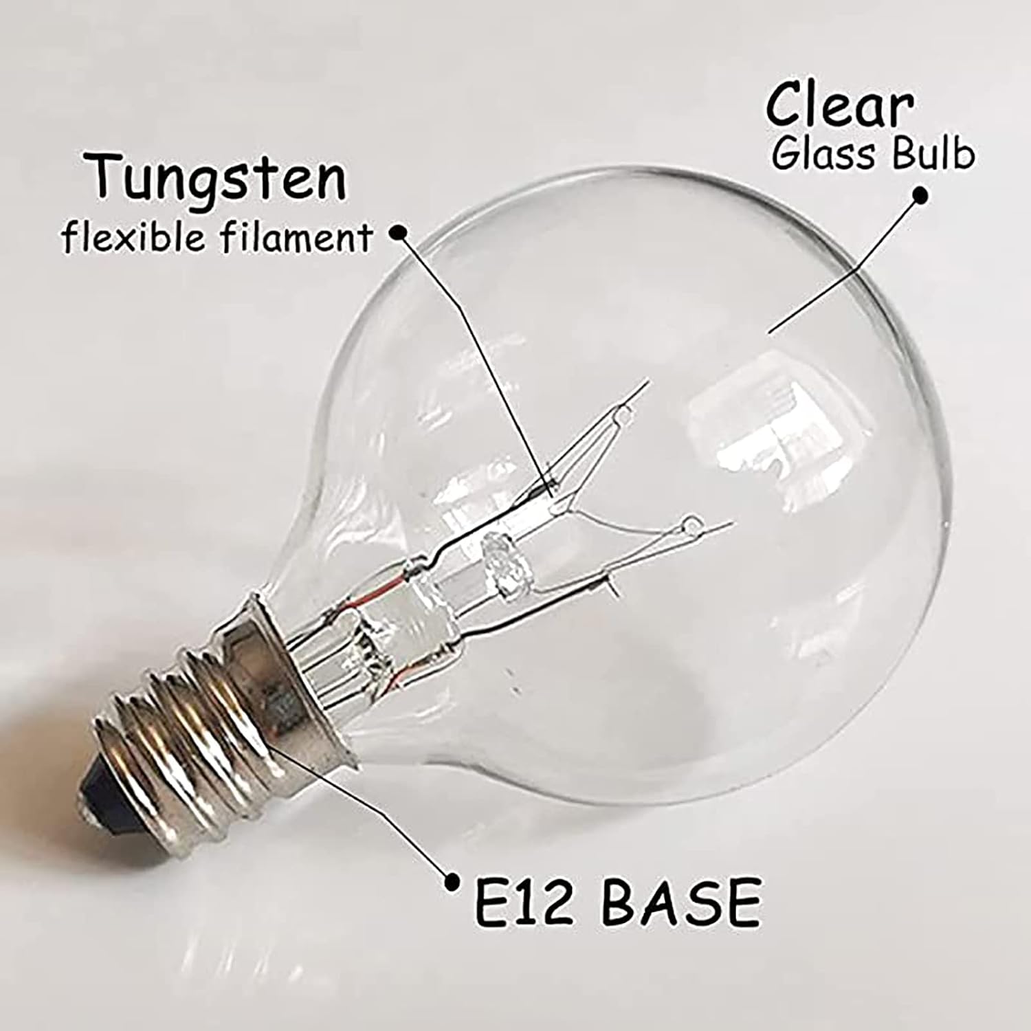 G40 Replacement Light Bulbs, 120V 5W Clear Globe Bulb, E12 C7 Candelabra Base, 1.5 Inch Glass Incandescent Bulbs for Indoor Outdoor Patio String Lights, Warm White -25 Pack - Image 7
