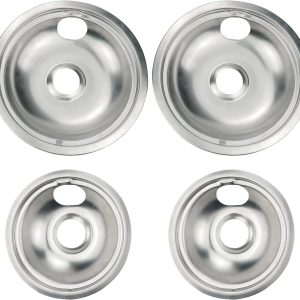 Stove Burner Covers,Replacement Chrome Drip Pans for Frigidaire Kenmore 316048413 and 316048414,4 pcs (4x6")