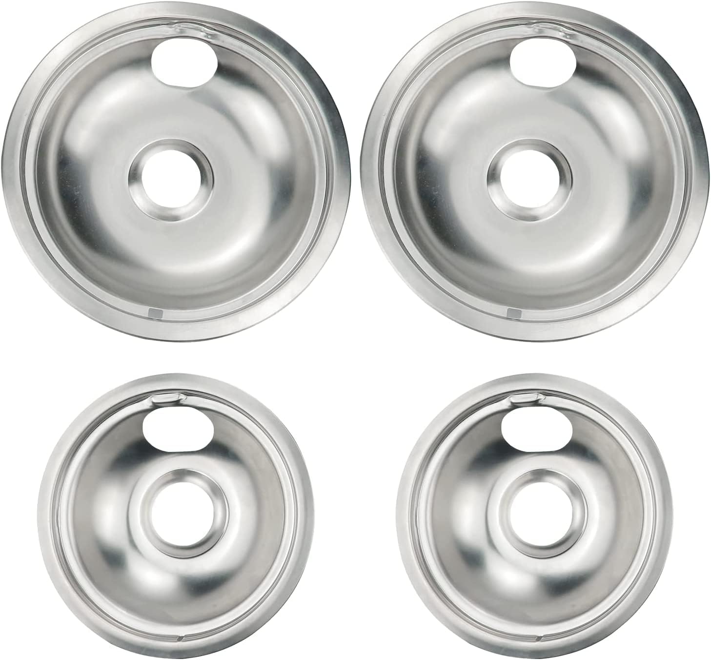 Stove Burner Covers,Replacement Chrome Drip Pans for Frigidaire Kenmore 316048413 and 316048414,4 pcs (4×6″)
