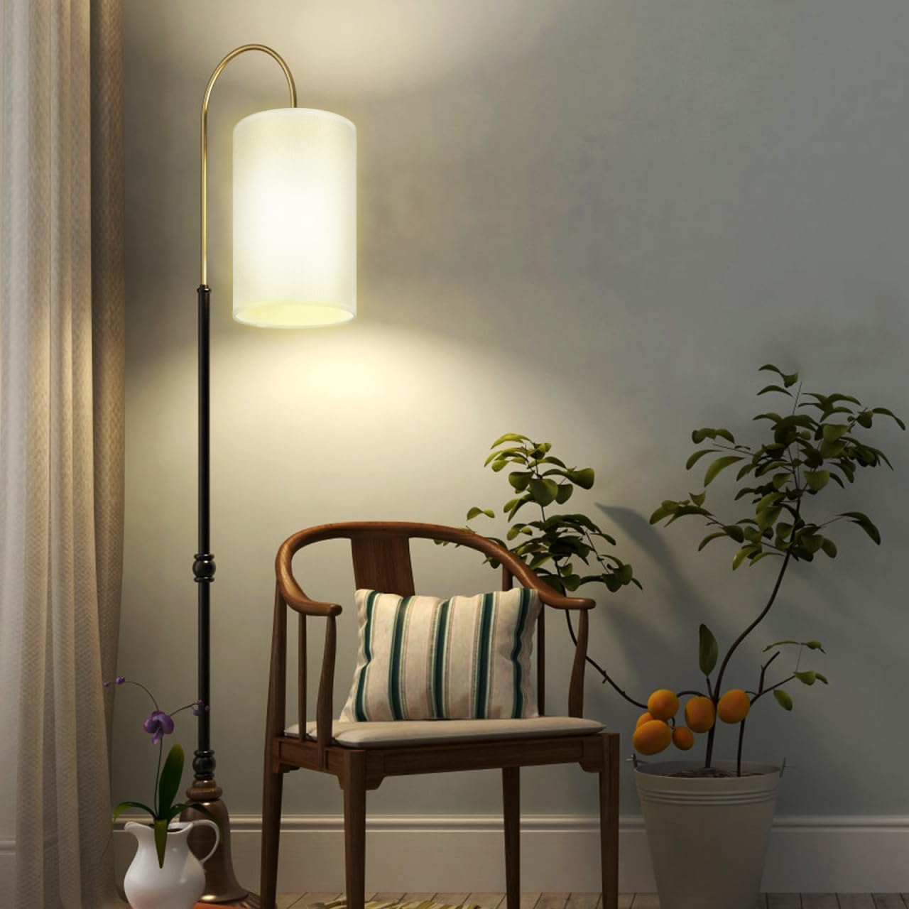 2pcs Lamp Shade, Light Fixture Replacement E27 Lampshade Light Shade Rustic Farmhouse Lampshade Barrel Fabric for Table Lamp & Floor Light, 5.1x7.9x5.1 inch (White) - Image 7