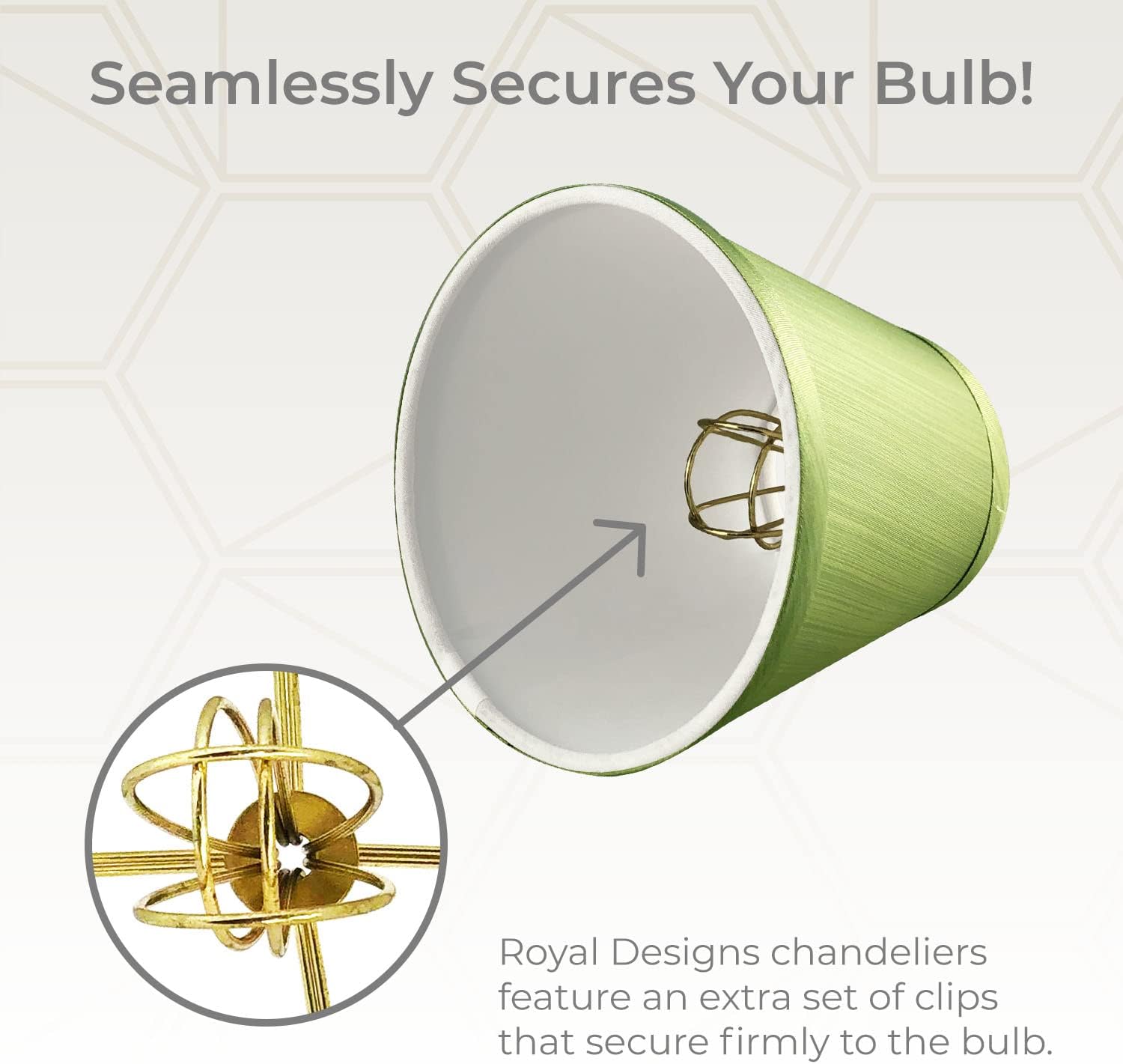 Royal Designs CS-1007-5L/GRN Clip On Empire Chandelier Lamp Shade, 3" x 5" x 4.5", Light Green - Image 3