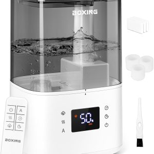 BOXING Warm and Cool Mist Humidifiers for Bedroom Large Room Home,Air Humidifier with Remote,Top Fill Ultrasonic Diffuser Humidifier with humidistat,Quiet Sleep,Timer,Auto Shutoff,BPA-Free,Filter,4.5L