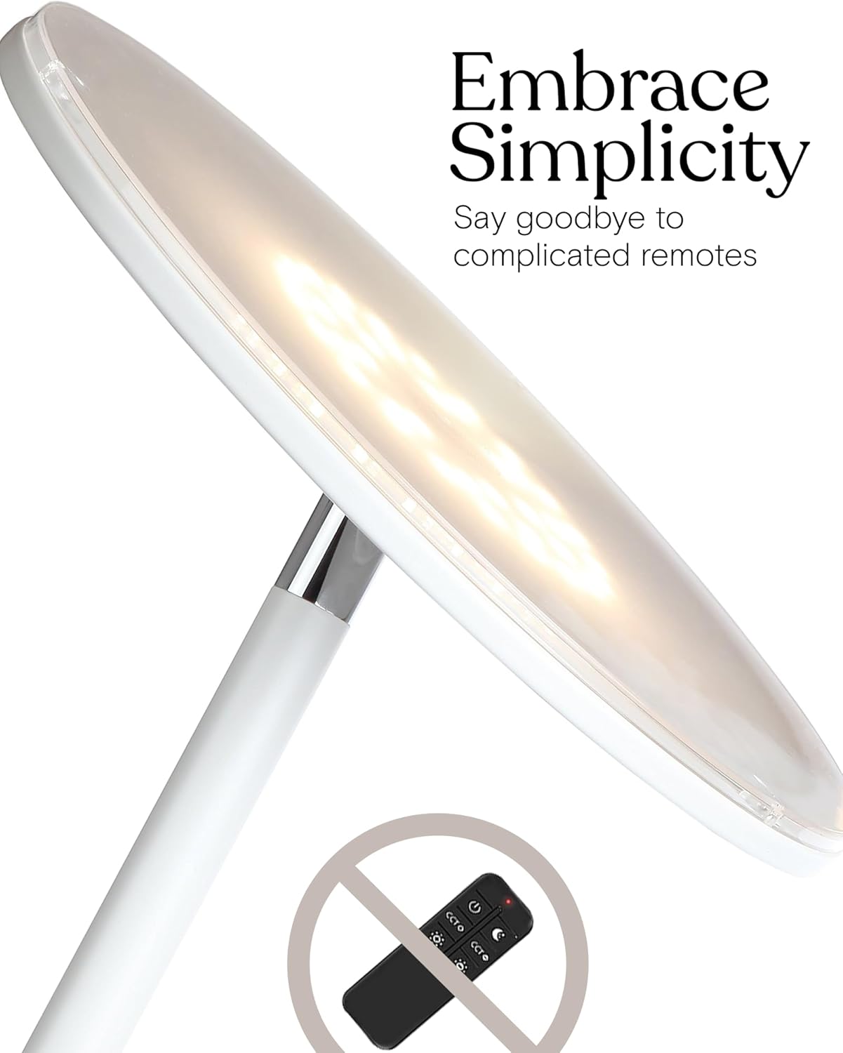 Brightech Sky LED Torchiere Super Bright Floor Lamp - Contemporary, High Lumen Light for Living Rooms and Offices - Dimmable, Indoor Pole Uplight for Bedroom Reading - White - Image 6