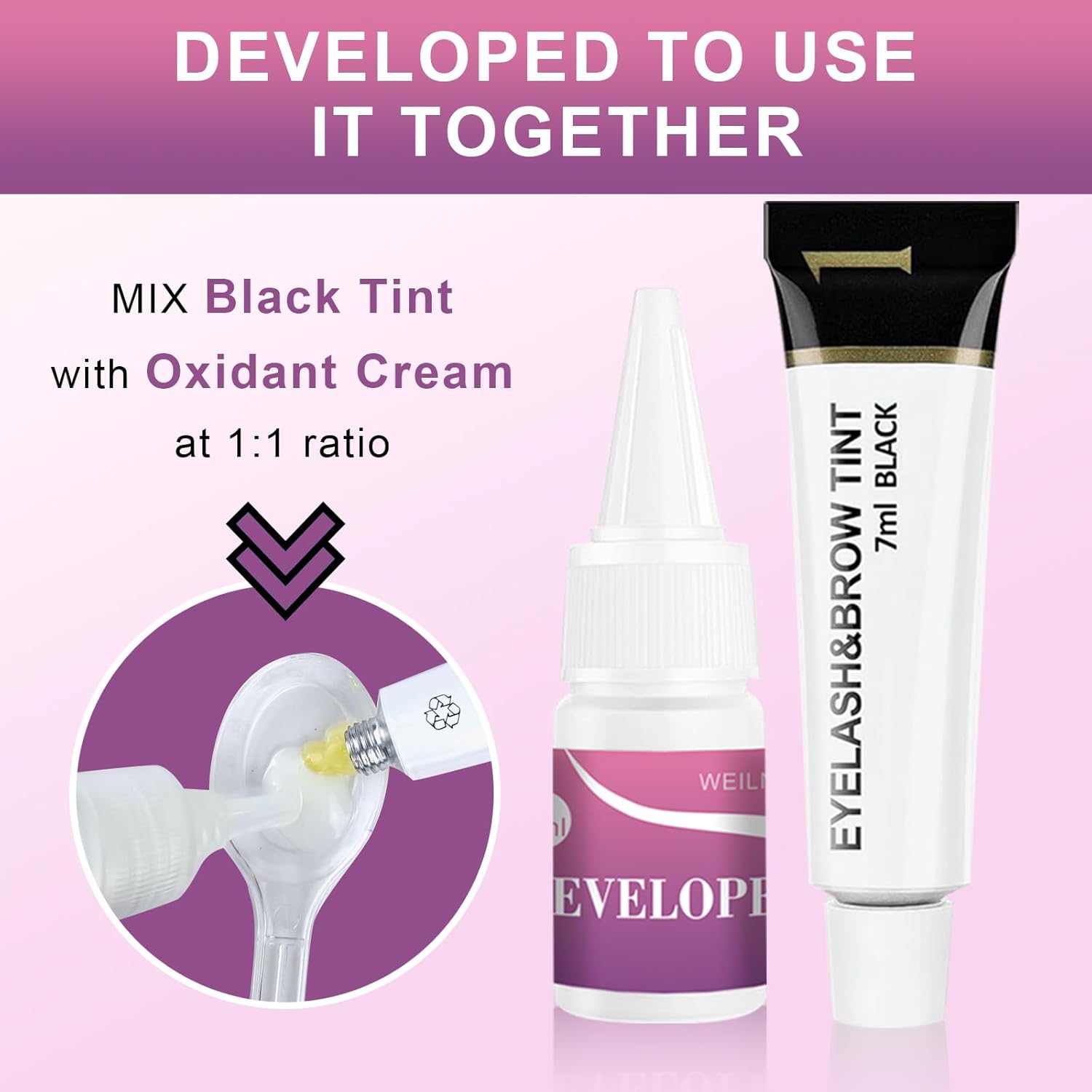 Eyelash & Eyebrow Color Kit, Professional Black Lash & Brow Color Kit, Instant Eyelash & Eyebrow Kit with Natural Bushy Effects, Easy to Use for Salon Home Use 7ml - Image 7