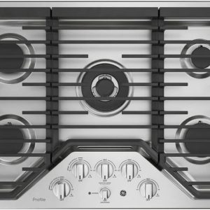 GE PGP9030SLSS 30 Inch Gas Cooktop, Solid Black