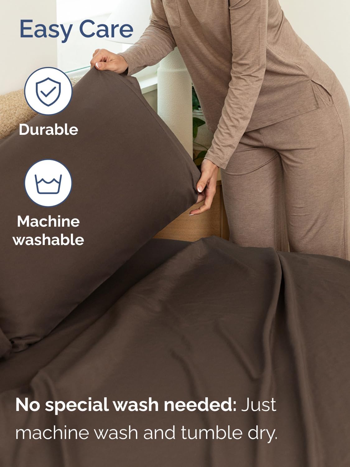 Extra Deep Queen Sheet Set - 6 Piece Breathable and Cooling Sheets - Hotel Luxury Bed Sheets Set - Easy & Secure Fit - Soft, Wrinkle Free and Comfy Sheets Set - Brown Sheet Set with Extra Deep Pockets - Image 7