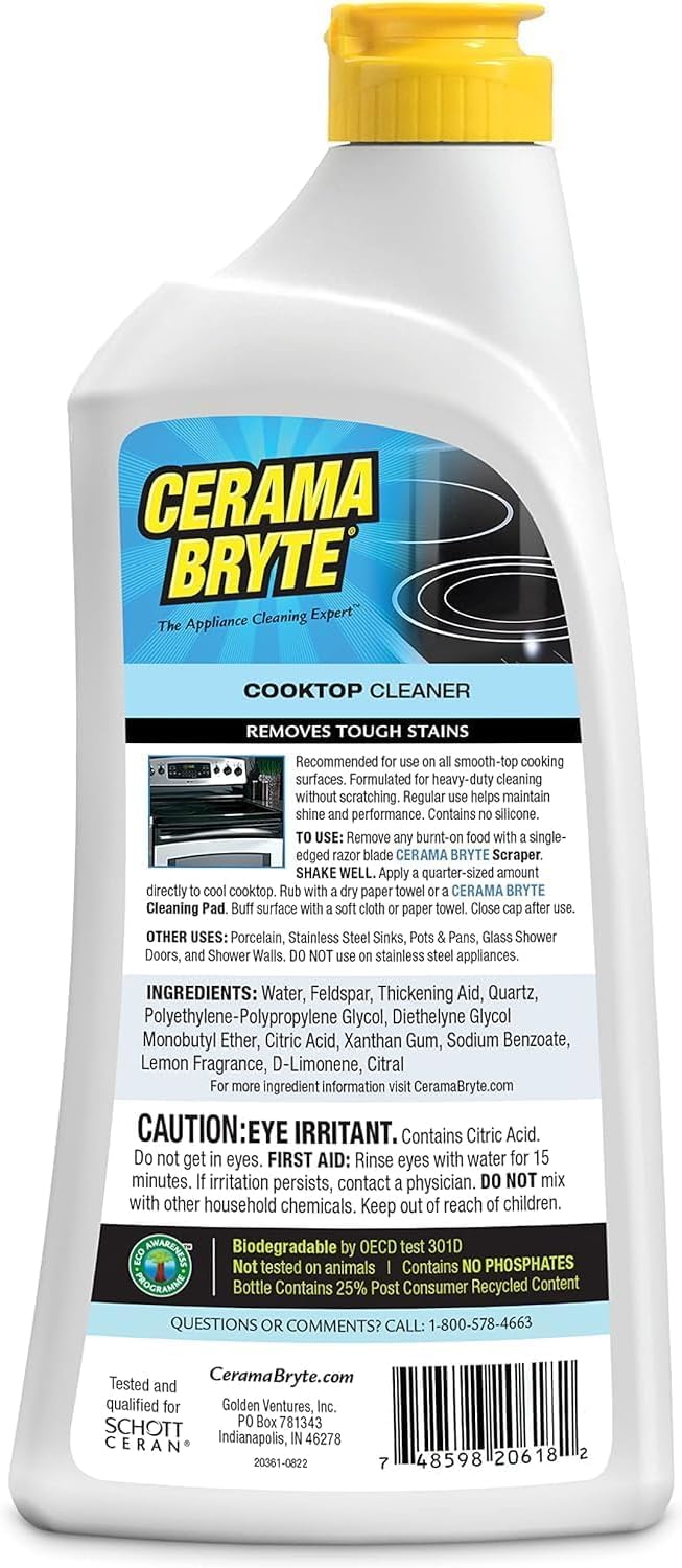 Cerama Bryte Removes Tough Stains Cooktop and Stove Top Cleaner for Glass - Ceramic Surfaces, 18 Ounces, 2 Pack - Image 8