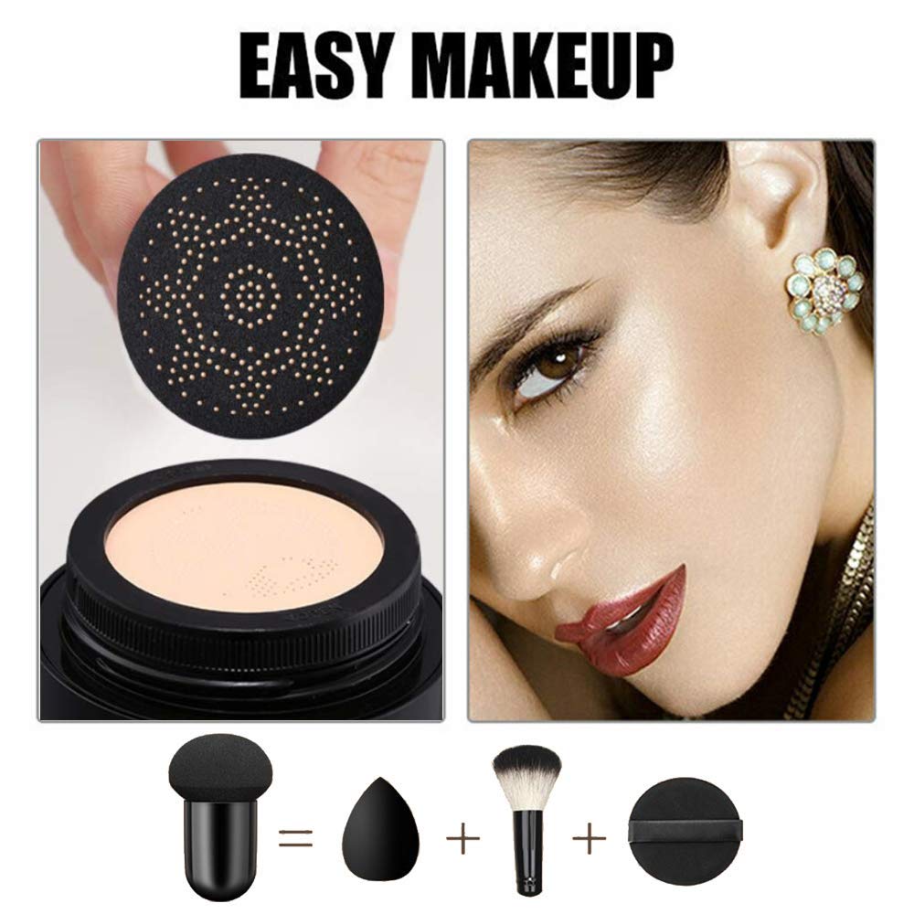 Air Cushion CC Cream Mushroom Head Foundation, Moisturizing BB Cream Makeup Long Lasting Matte Concealer (Natural) - Image 5
