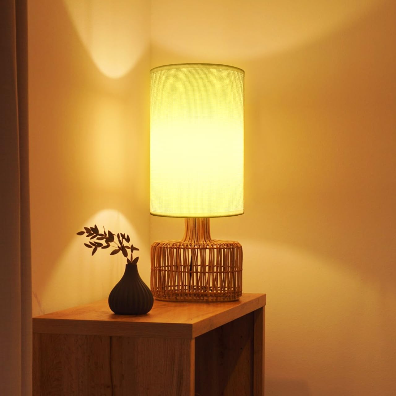 2pcs Lamp Shade, Light Fixture Replacement E27 Lampshade Light Shade Rustic Farmhouse Lampshade Barrel Fabric for Table Lamp & Floor Light, 5.1x7.9x5.1 inch (White) - Image 9