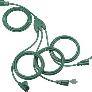 DEWENWILS Outdoor Extension Cord Multiple Outlets 45ft, Evenly Spaced 3 Outlets Plugs with Safety Cover, 16/3 SJTW Weatherproof Wire for Outdoor Christmas Lights and Holiday Decorations