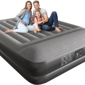 Queen Air Mattress Waterproof and Easy-to-Clean, Blow Up Mattress with Built-in Pump, Durable Inflatable Mattress with Pillow Design Suitable for Naps, Hosting a Friend and Camping