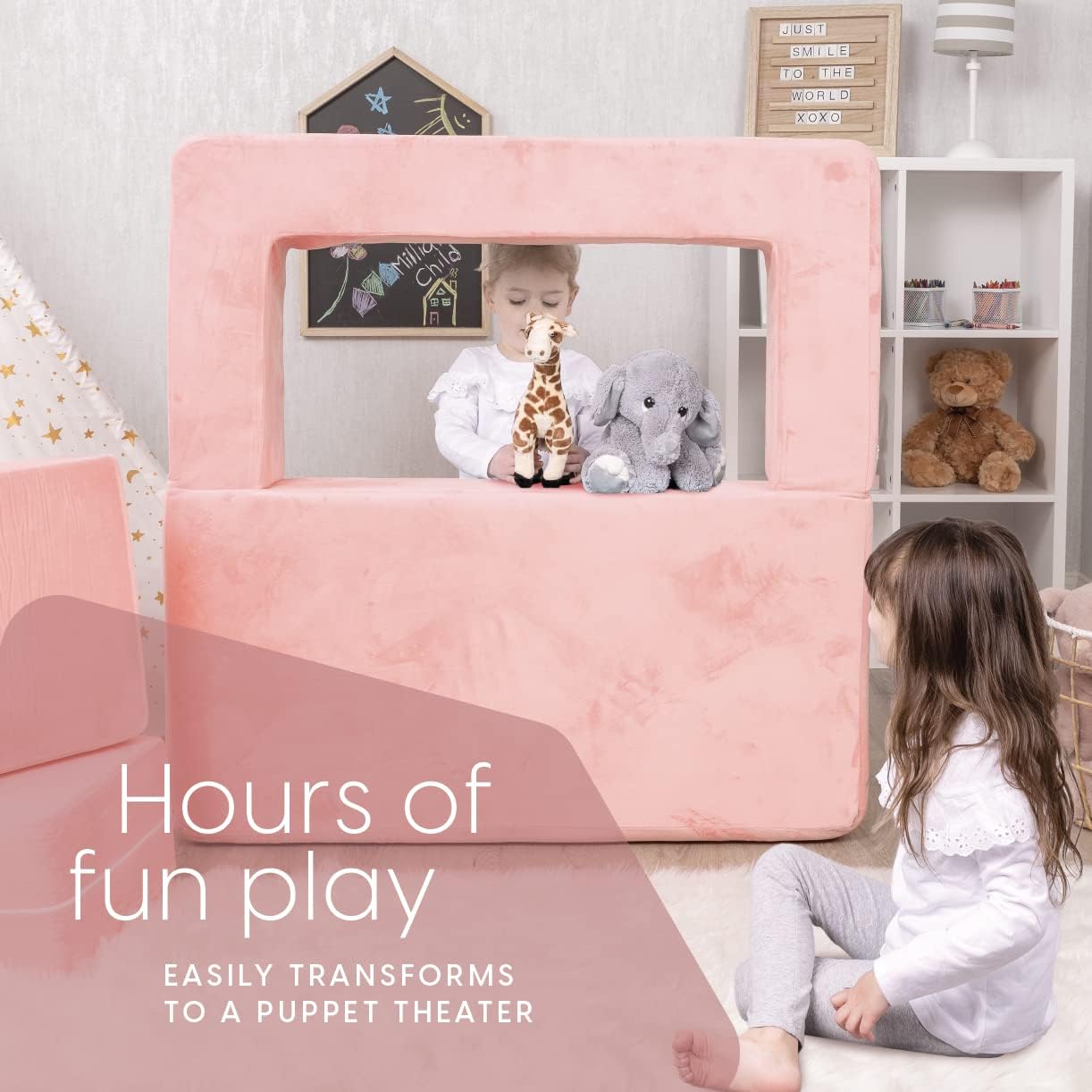 Milliard Kids Couch - Modular Kids Sofa for Toddler and Baby Playroom/Bedroom Furniture (Pink) with Bonus Pillow - Image 6