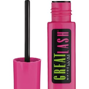 Maybelline Great Lash Curved Brush Washable Mascara, Volumizing, Lengthening and Curling Mascara, Blackest Black, 1 Count