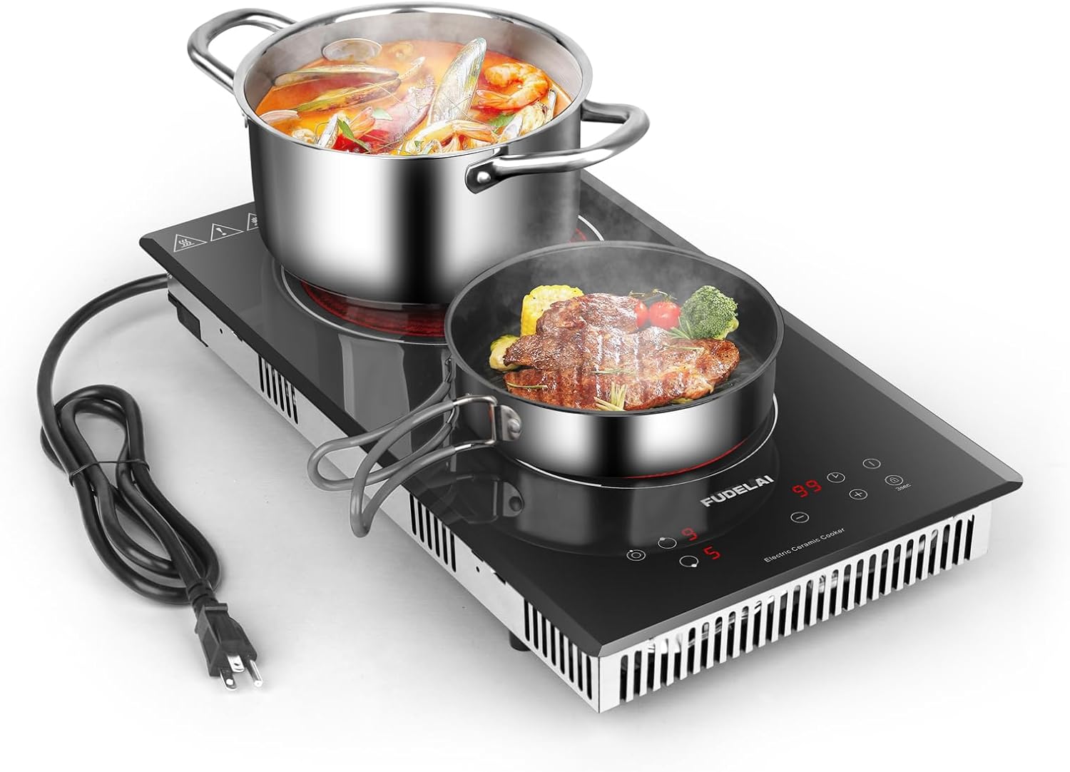2 Burners Electric Cooktop, Portable Ceramic Cooktop with 9 Power Levels & Timer, 1800W 120V, Child Safety Lock, Built-in/Countertop Use, RV Camping, Safety Auto Shutoff, UL Certified Plug - Image 8