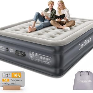 InnoTruth Air Mattress Full with Built in Pump, Inflatable Blow up Mattress, 18" Raised Colchones Inflables Air Bed for Guests & Home, Ideal for Home Use and Outdoor Camping, 600lb Weight Capacity