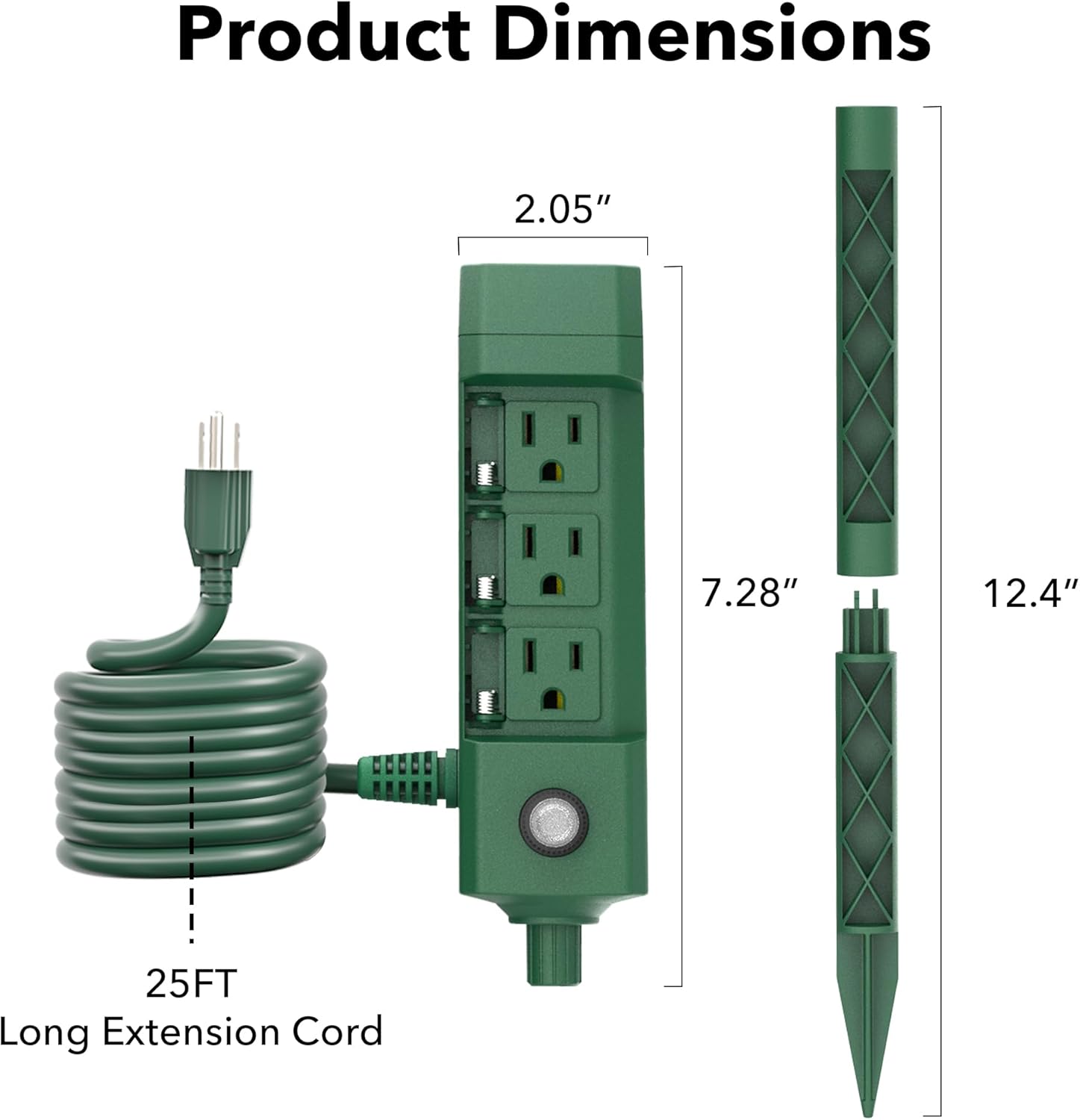 BN-LINK Outdoor Power Stake Timer 25FT Extension Cord Waterproof, Remote Control Photocell Dusk to Dawn Light Timer, 6 Grounded Outlets for String Lights & Christmas Decorations, ETL - Image 7
