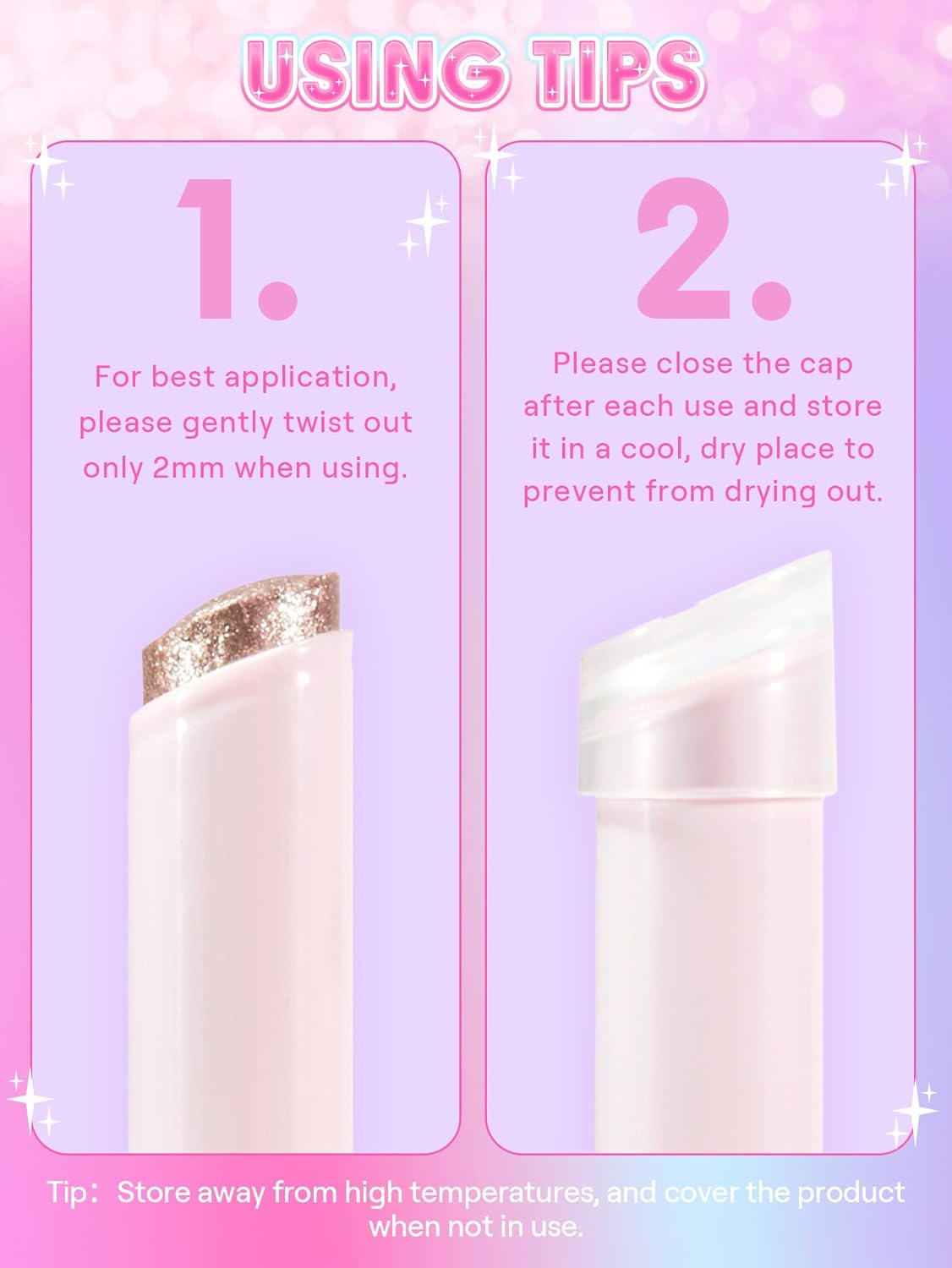 SHEGLAM Crystal Jelly Glaze Stick Eye Shadow Stick Eyeliner Brightener Pencil Crayon with Brush Easy to Blend Long Lasting Shimmer Eyeshadow-Rosy Gem - Image 3