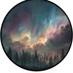 ALAZA Vintage Night Forest Round Floor Mat Non-Slip Absorbent Floor Mat for Living Room Bedroom Study Room,36.2 inch Diameter