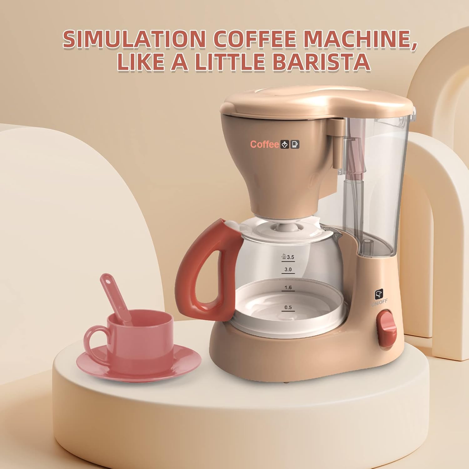 Play Kitchen Toys, Pretend Play Kitchen Appliances Toy Set with Coffee Maker, Mixer, Toaster with Realistic Lights& Sounds, Birthday Gift for Kids Ages 3-5 4-6 6-8 (5 Machine) - Image 5