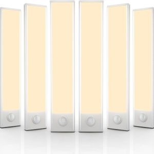 6 Pack Under Cabinet Lighting Wireless, 32 LED Rechargeable Battery Motion Sensor Light Indoor, Stick On Magnetic Closet Lights, Under Counter Lights for Kitchen, Stairs, Warm 8 in