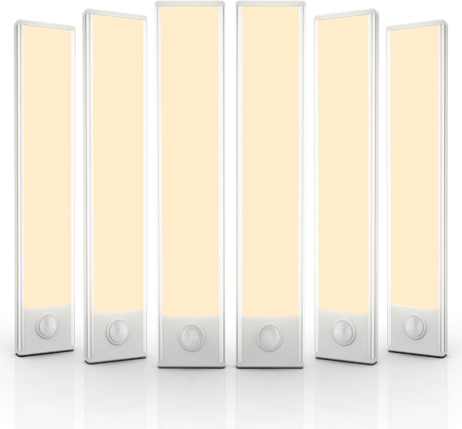 6 Pack Under Cabinet Lighting Wireless, 32 LED Rechargeable Battery Motion Sensor Light Indoor, Stick On Magnetic Closet Lights, Under Counter Lights for Kitchen, Stairs, Warm 8 in