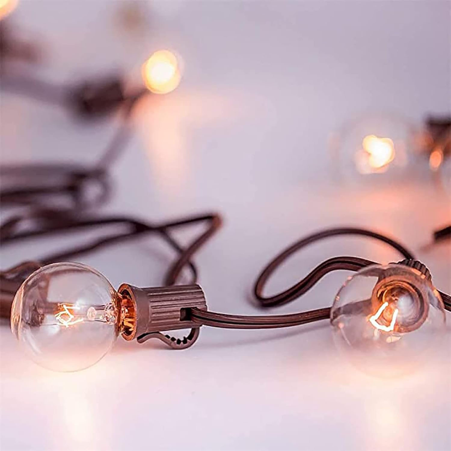 G40 Replacement Light Bulbs, 120V 5W Clear Globe Bulb, E12 C7 Candelabra Base, 1.5 Inch Glass Incandescent Bulbs for Indoor Outdoor Patio String Lights, Warm White -25 Pack - Image 3