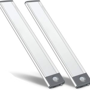 30-LED Motion Sensor Cabinet Light,Magnetic Motion Activated Under Counter Closet Lighting, Wireless USB Rechargeable Kitchen Cupboard Night Lights,Motion Activated Light Bar-2Pack