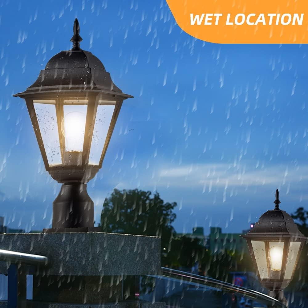 Outdoor Post Light,Waterproof Cast Aluminium Lamp Post Light Fixture,Post Lantern with Pier Mount Base,Matte Black,16.5in,Suitable for Garden,Yard,Driveway,etc - Image 5