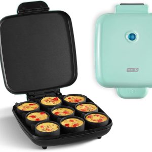 DASH Sous Vide Style Family Size Egg Bite Maker for Breakfast Bites, Sandwiches, Healthy Snacks or Desserts, Keto & Paleo Friendly (9 Servings), Aqua