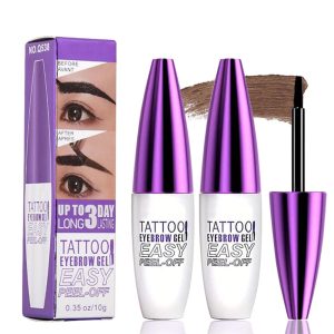 ​​2Pcs Dark Brown Peel Off Brow Tint Gel - Waterproof & Sweatproof Tattoo Effect, Transfer-Resistant Multi-Day Wear, All Skin Types Mother’s Day Gift Set​​