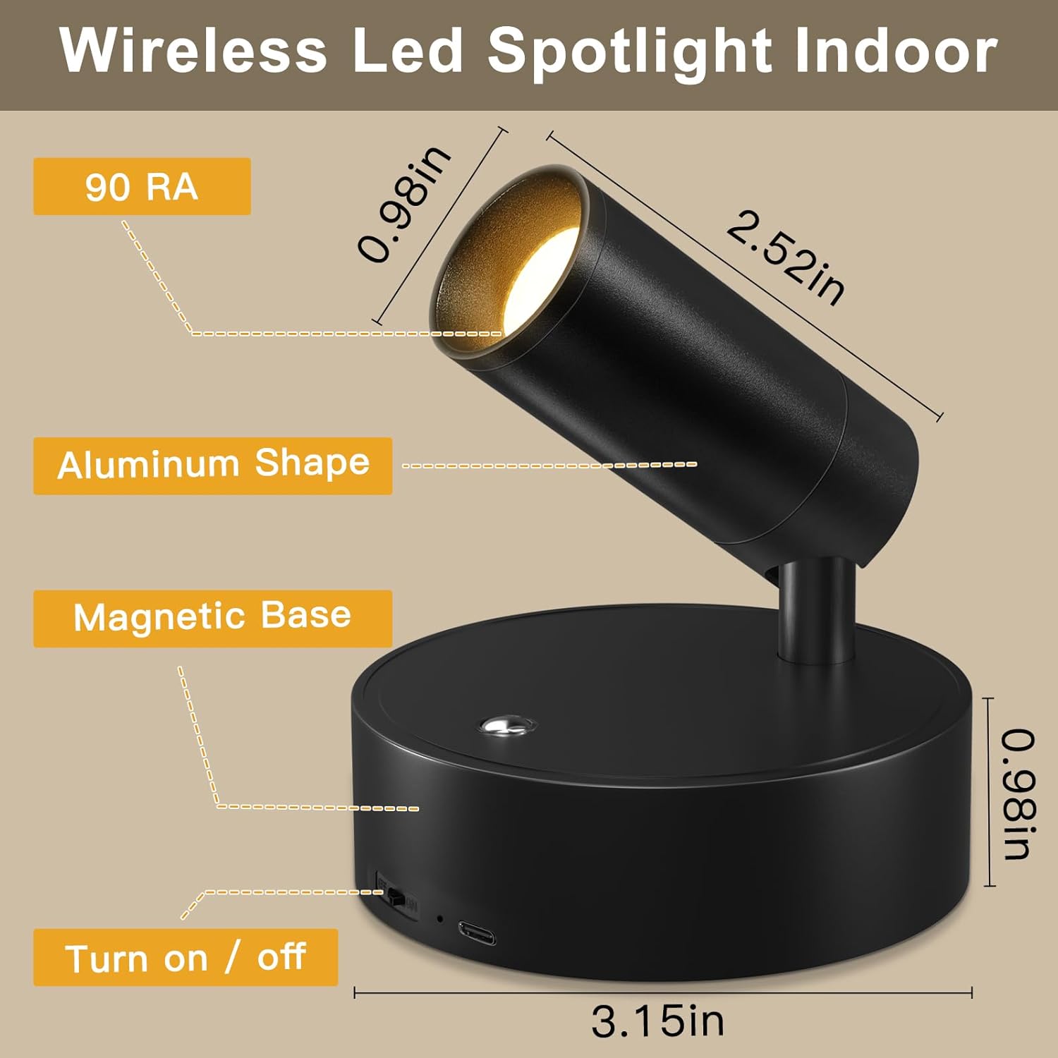 Kimjo Spot Lights Indoor, 4000mAh Rechargeable Battery LED Spotlight Indoor with Remote, Wireless Picture Lights with Timer Dimmable, Uplighting for Plant, Wall Art Display (2 Pack) - Image 6