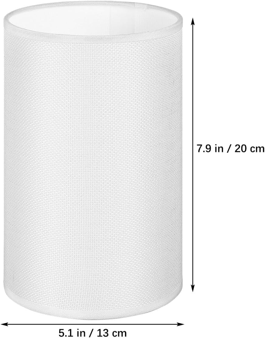 2pcs Lamp Shade, Light Fixture Replacement E27 Lampshade Light Shade Rustic Farmhouse Lampshade Barrel Fabric for Table Lamp & Floor Light, 5.1x7.9x5.1 inch (White) - Image 2