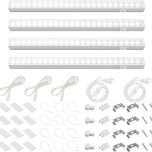 Barrina T5 Grow Lights for Indoor Plants, 5000K Full Spectrum, 1FT LED Growing Lamp, Plant Light Strip, for Seed Starting, Vegetables, Plug and Play, 4-Pack