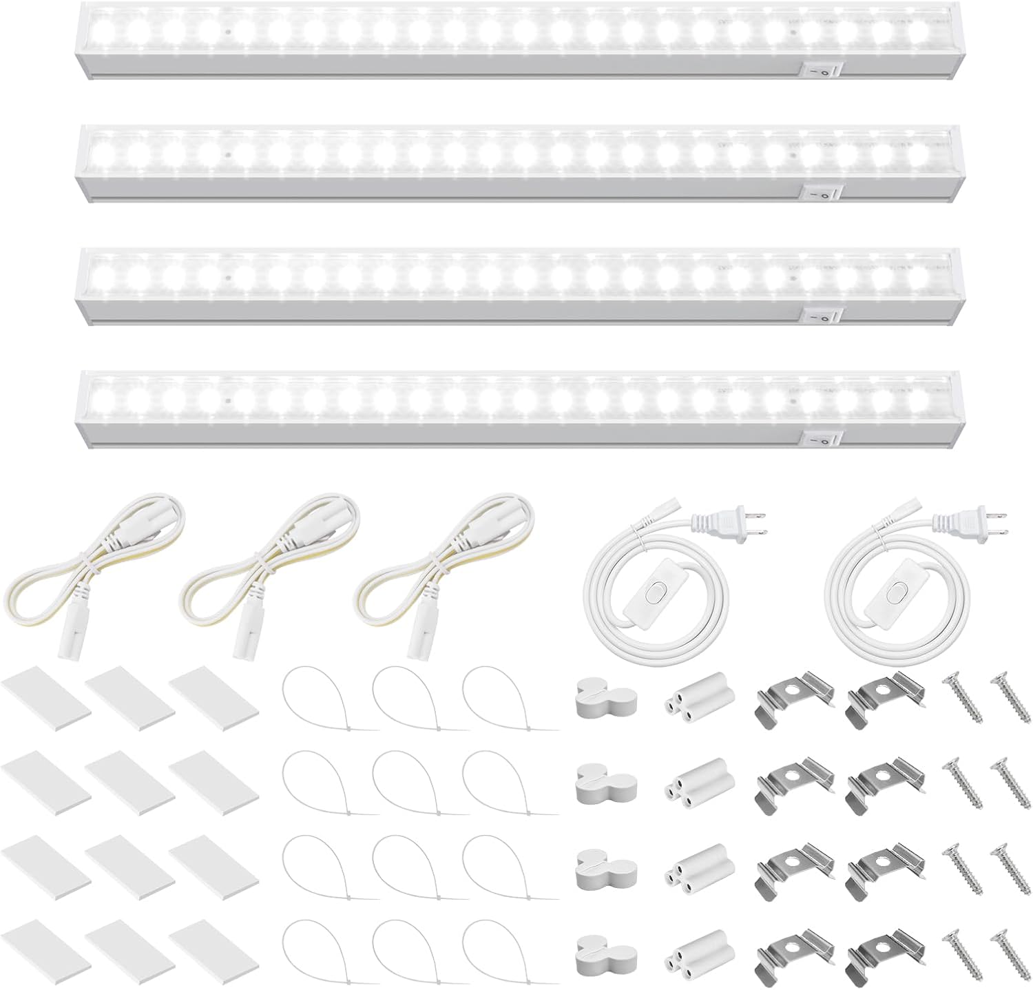 Barrina T5 Grow Lights for Indoor Plants, 5000K Full Spectrum, 1FT LED Growing Lamp, Plant Light Strip, for Seed Starting, Vegetables, Plug and Play, 4-Pack