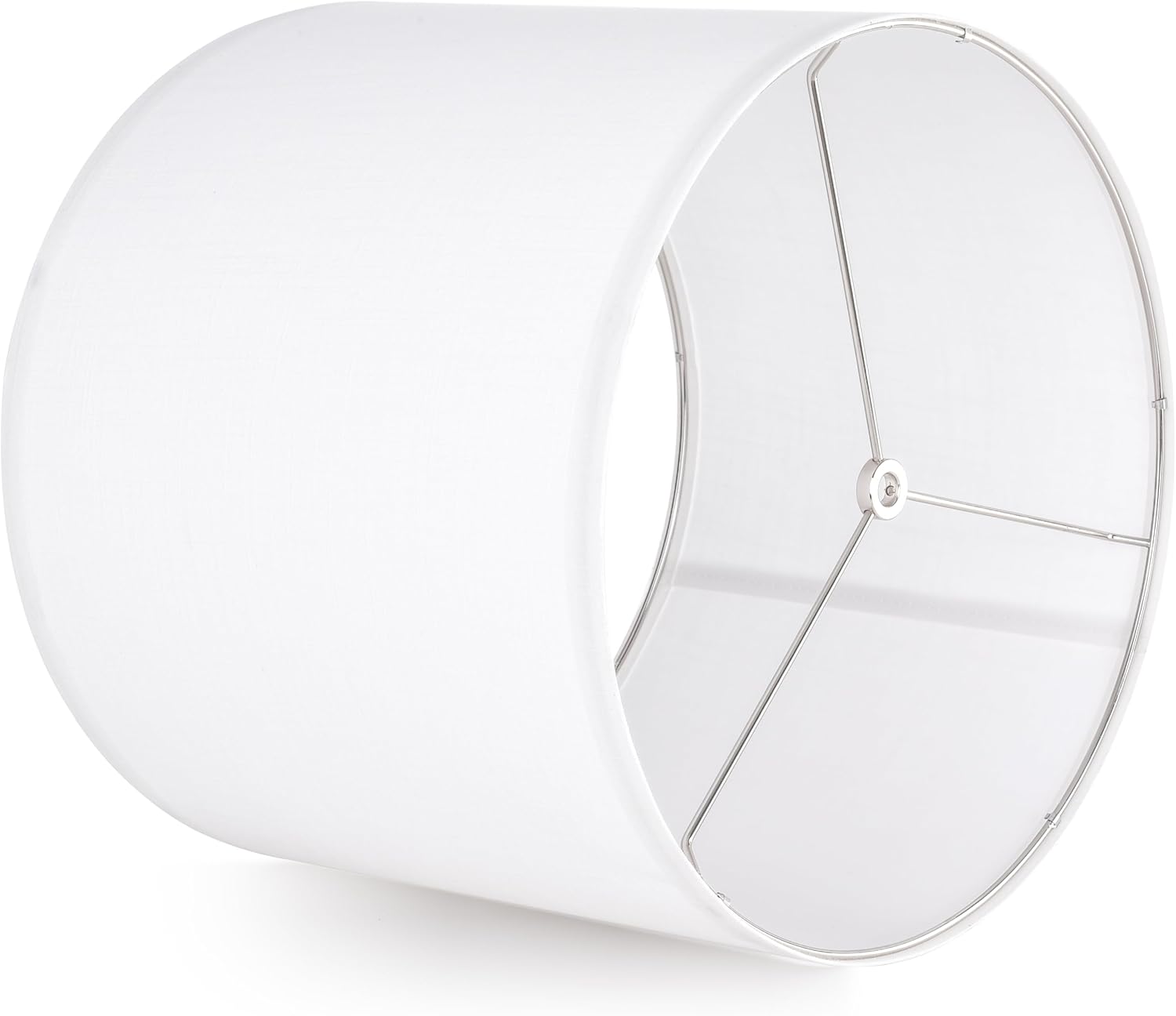 Set of 2 Pure White Linen Drum Lamp Shade 13" Top x 13" Bottom x 10" High (Spider) Contemporary Lamp Shades for Table Lamps & Bedside Lamps Replacement Lampshade In Hand Crafted-By PIKOPIKO - Image 4