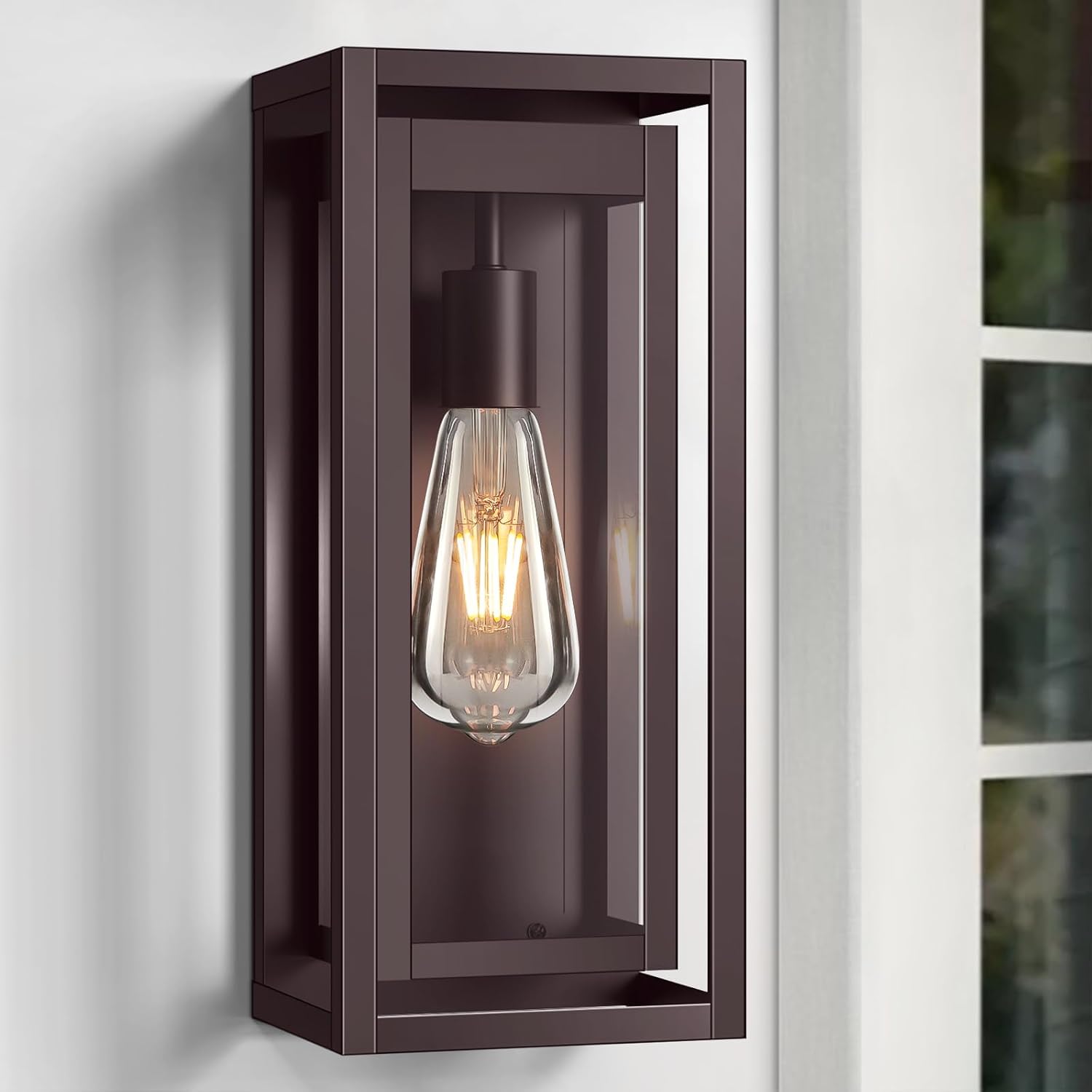 15" Large Oil Rubbed Bronze Outdoor Light Fixture, 2 Pack ORB Outdoor Sconces, Modern Waterproof Wall Lights with Clear Glass Shade for Front Door, Porch, Garage - Image 8