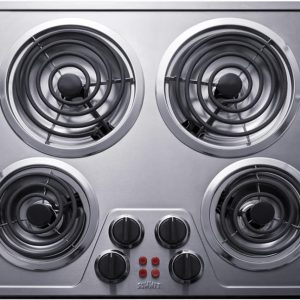 Summit 24" Electric Cooktop, 4 Burners, 208-240V Coil Cooktop, ADA Compliant, Stainless Steel- CR4SS24